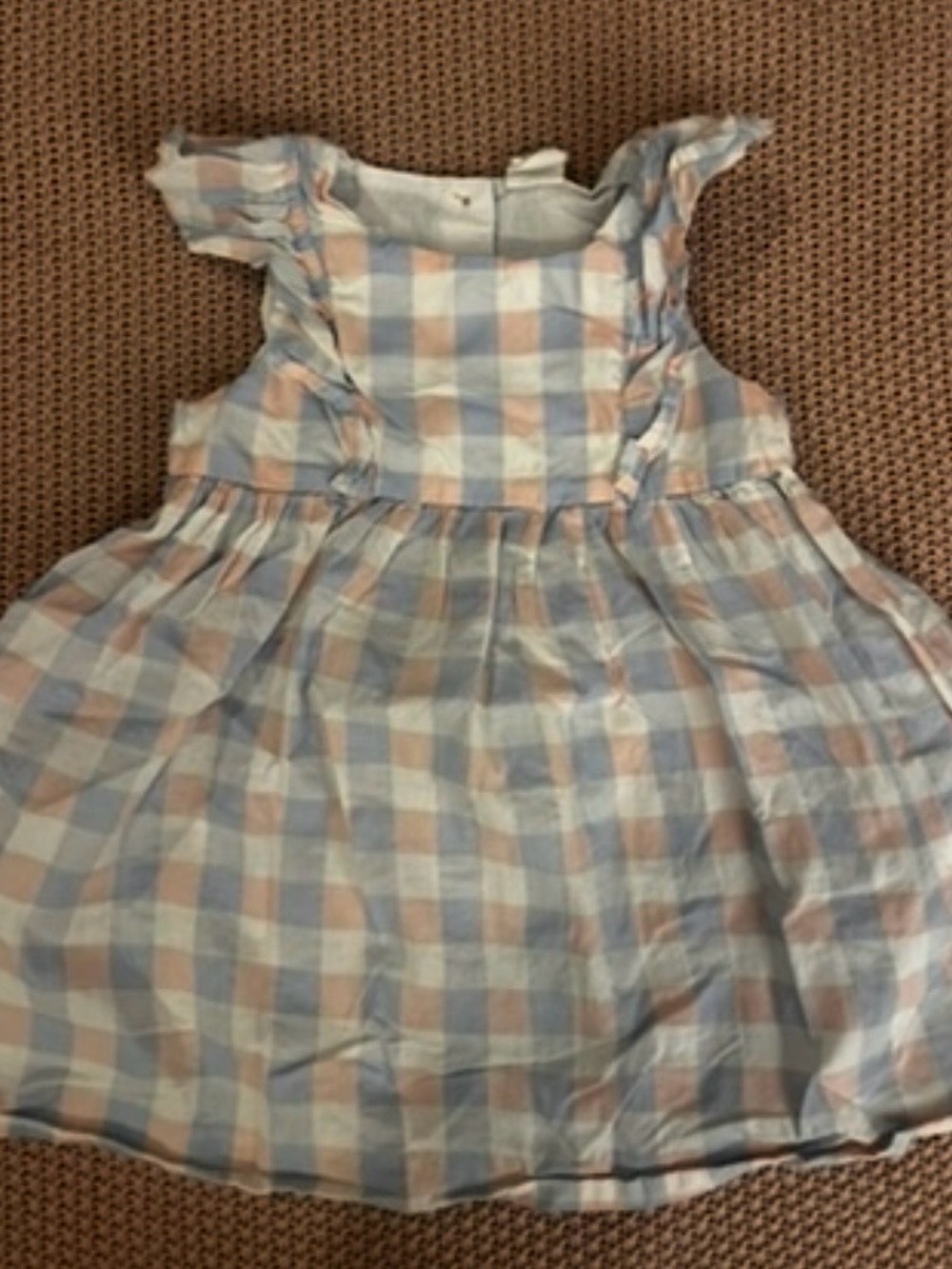 Baby Girls 12M Blue Pink Plaid Ruffle Dress 9-12 Months